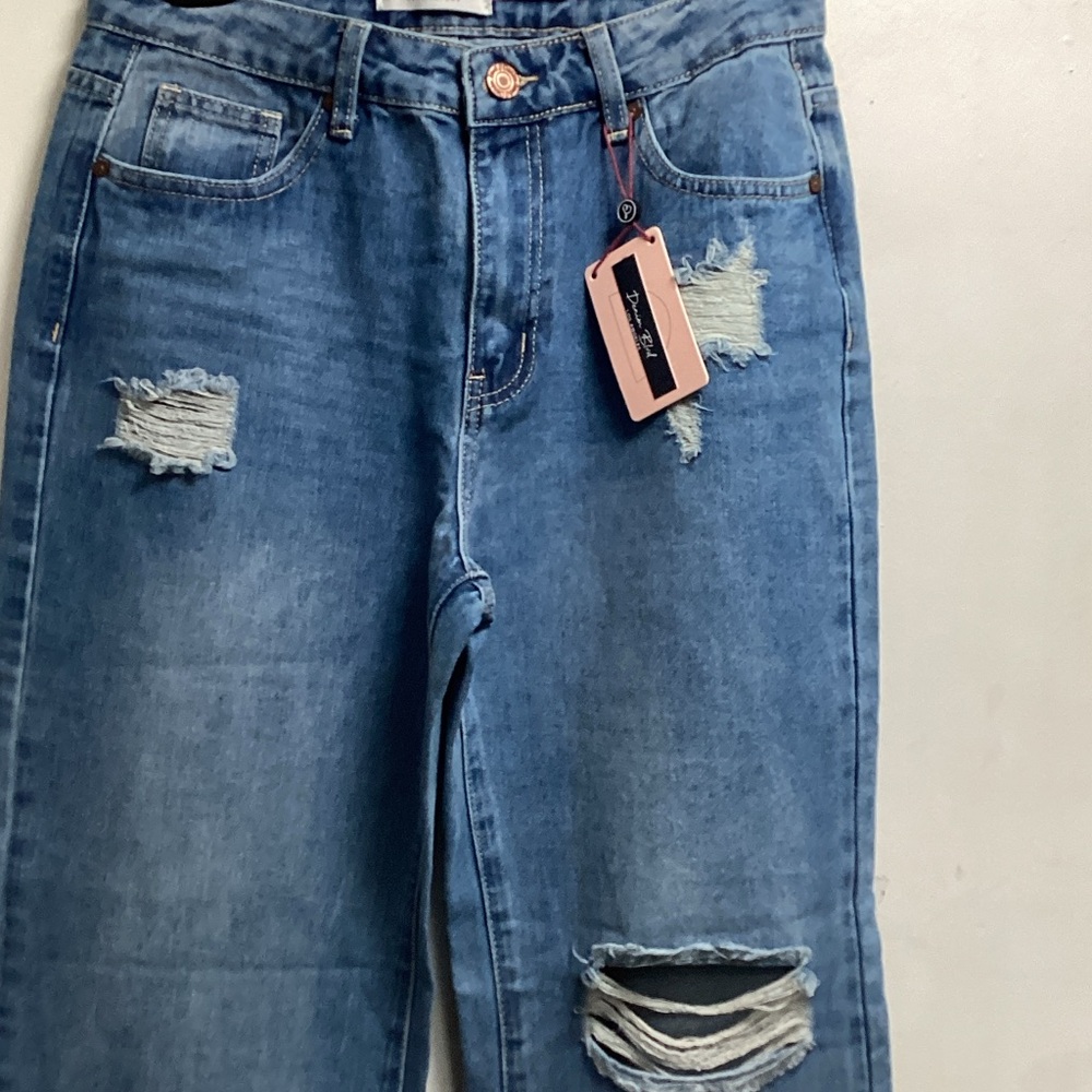 Trendy Distressed Blue Boyfriend Jeans